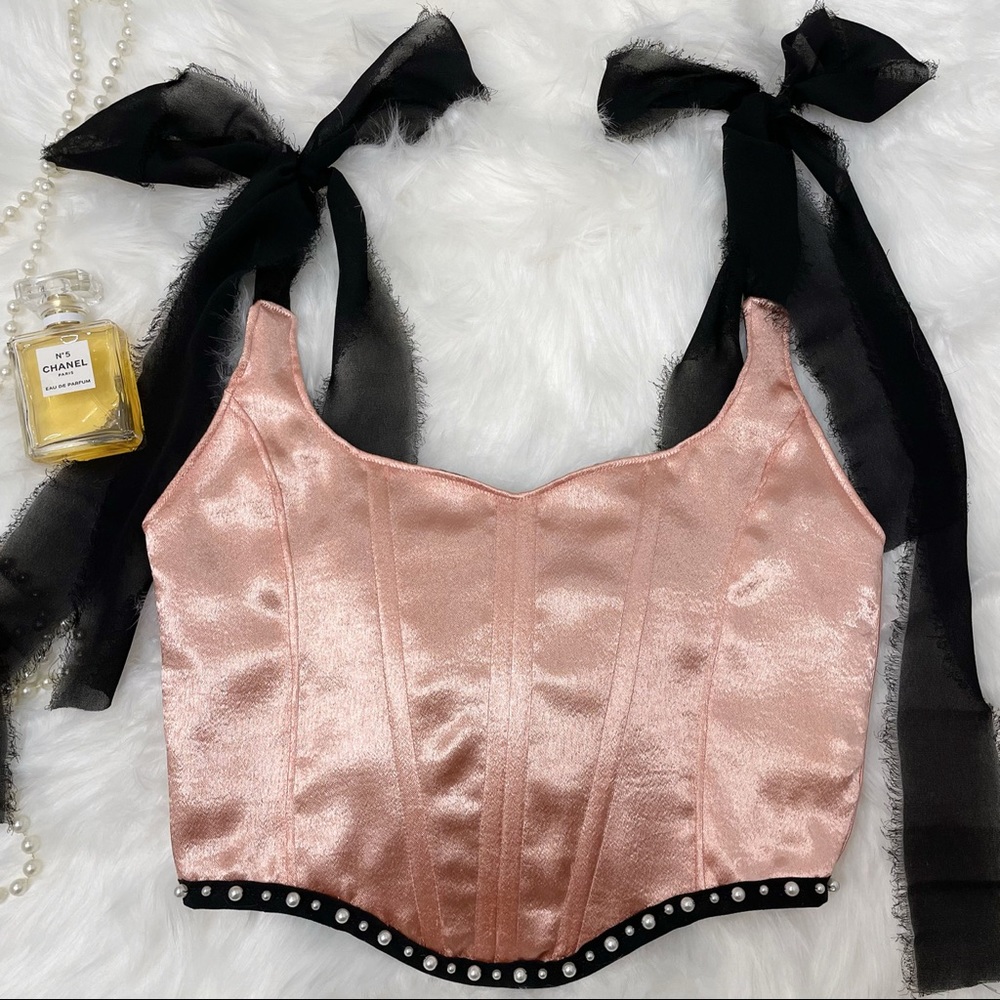 Handmade Pink Salmon Satin Corset Top